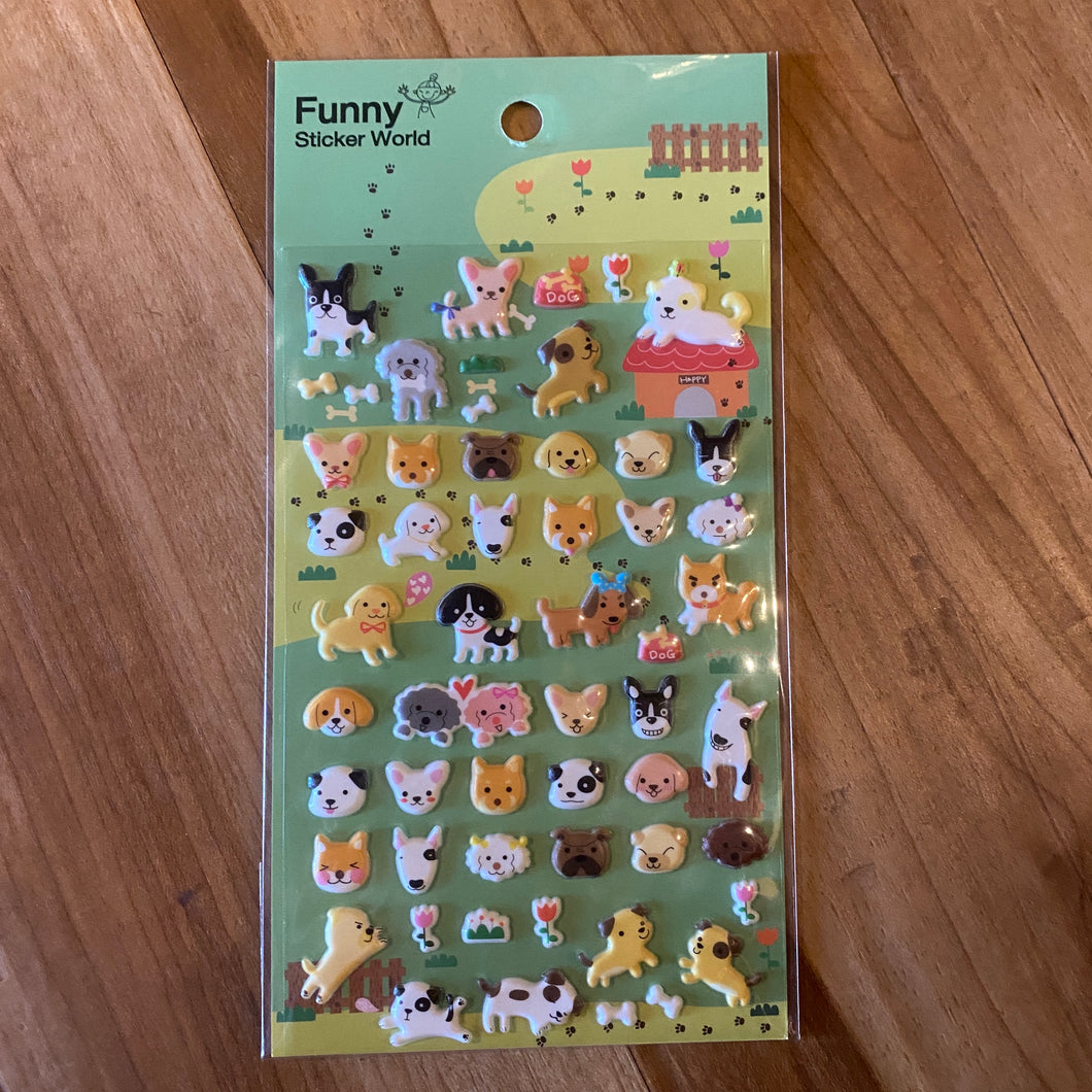 Japanese Puffy Sticker: Dogs